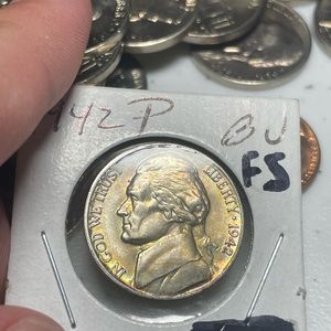 1942-P Jefferson Nickel Toned BU Shot FS